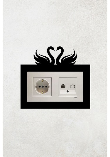 Kuğu Aşk Tasarım 2li Priz Çerçevesi İç Ölçü 15,5x8,4 Cm Dekoratif Ikili Çerçeve - Duvar Dekorasyon