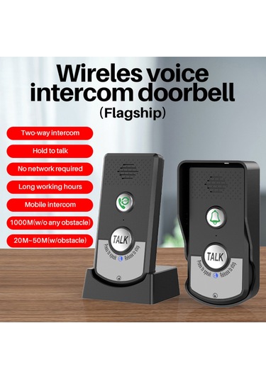 Kablosuz Kapı Zili İnterkom Ev Için Şarj Edilebilir Hs7009-b-1
