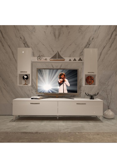 Decoraktiv Eko 5da Slm Std Silver Tv Ünitesi Tv Sehpası Beyaz