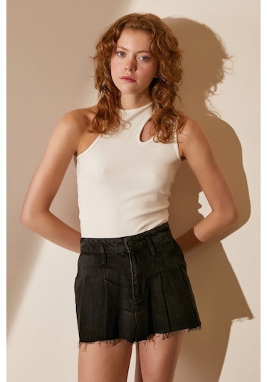 Never More Pileli Mini Etek Laci Siyah