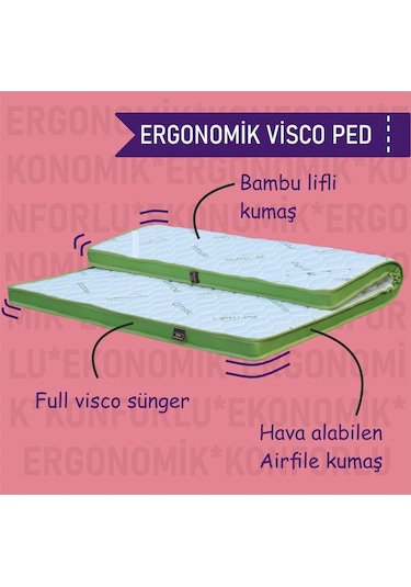 Gelişimyatak 100X200 Gelişim Yatak Ergonomik Visco Ped Bamboo Lifli Kumaş
