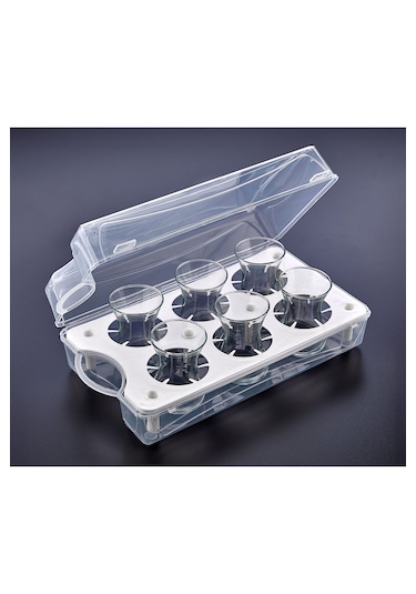 Pratic Çay Bardağı Taşıma Organizeri - 6 Bardak Kapasiteli Şeffaf