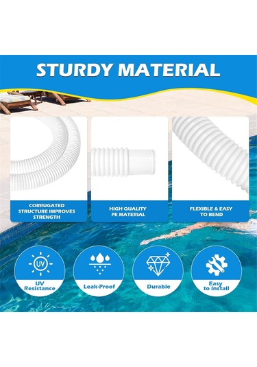 Adet 1.25in Havuz Hortumu, 59in Uzunluğunda Aksesuar Havuz Pompası Hortumları
