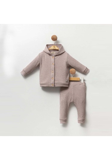 Cassiope Kapüşonlu Yumuşak Fitilli 2'li Bebek Takımı 473792 Kahverengi
