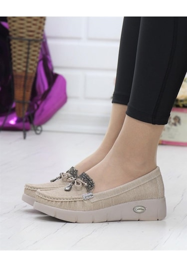 Konfores 86 Bayan Dolgu Topuk Ayakkabı Vızon Vizon