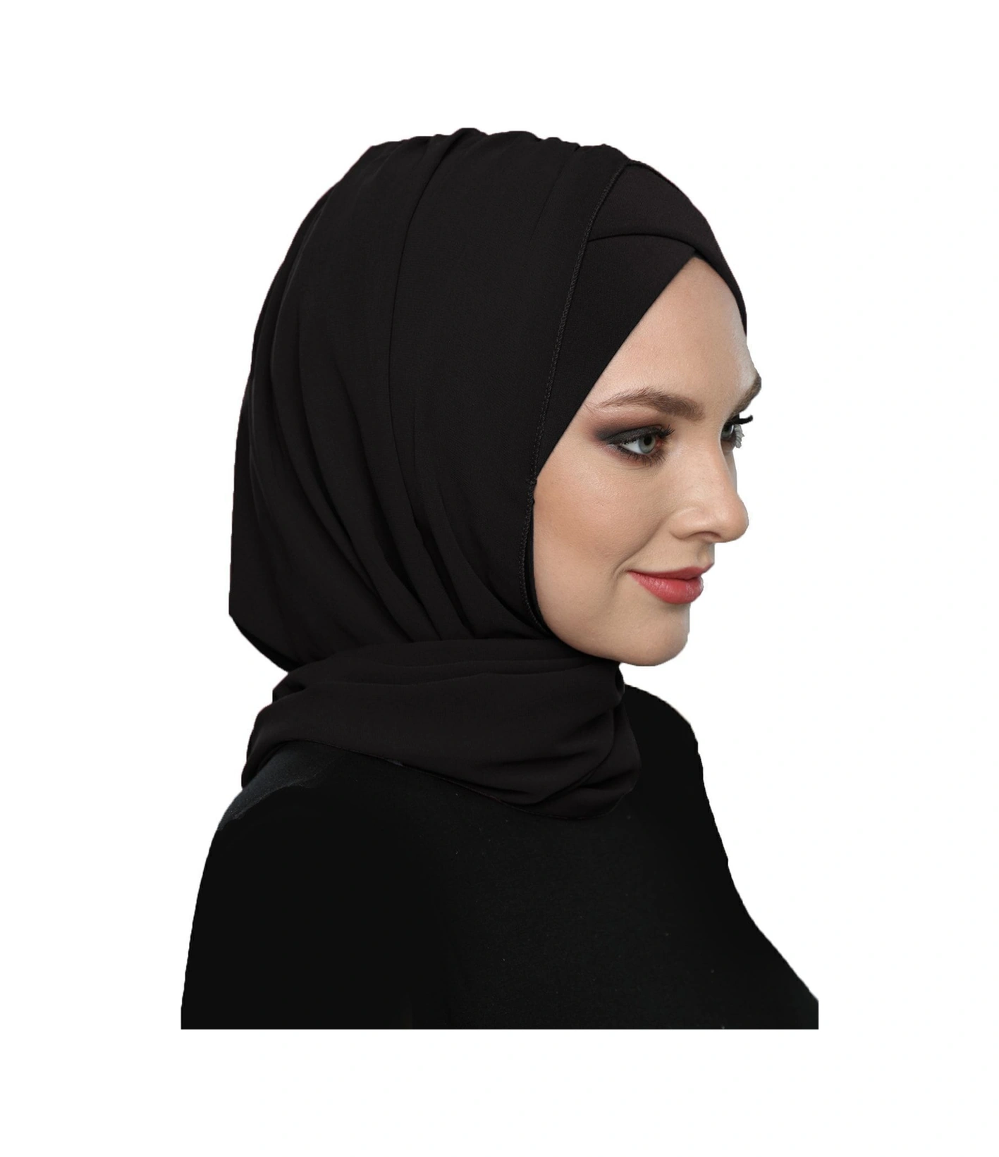 Şallı Takmatik Sade Siyah Hazır Türban Tesettür Bone Namaz Örtüsü Siyah