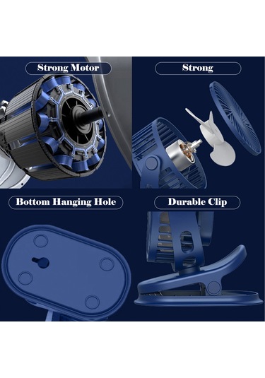 Honmex Usb Şarjlı 4000mah Klemeli Fan - 3 Hızlı, 360 Ayar, Masaüstü/asma/klem 3'ü 1 Arada Pembe