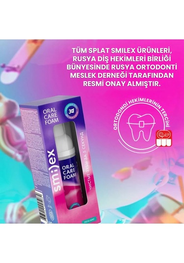 Splat Diş Ve Diş Telleri Için Beyazlatıcı Ağız Temizleme Köpüğü Nane Aromalı 3'ü 1 Arada 50 Ml