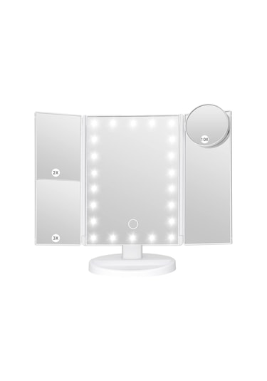Valkyrie Led Işıklı Katlanabilir Makyaj Aynası Beyaz