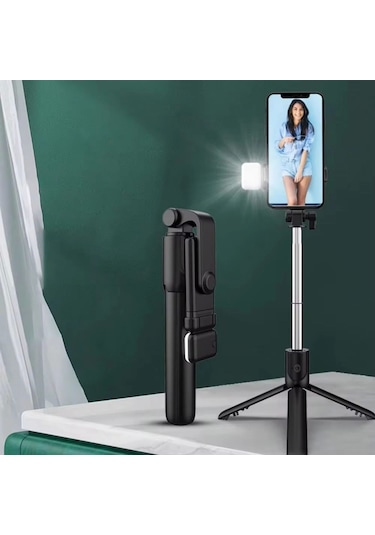 Kendiliğinden Led Işıklı Kumandalı Uzayabilen Selfie Çubuğu,masa Üstü Tripod Çok Renkli