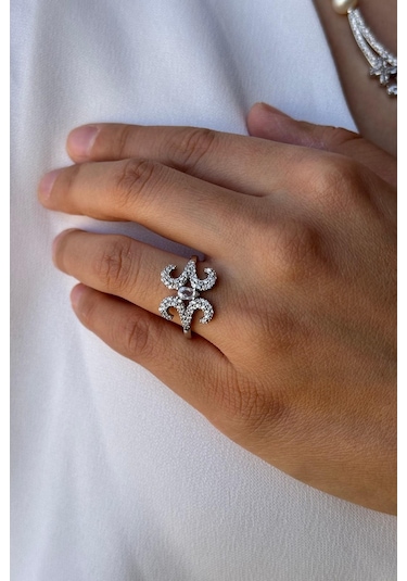 8,5 Mm Koç Başı Zirkon Taşlı İnci Kolye Bileklik Küpe Yüzük Dörtlü Set 10 / Rose Gümüş