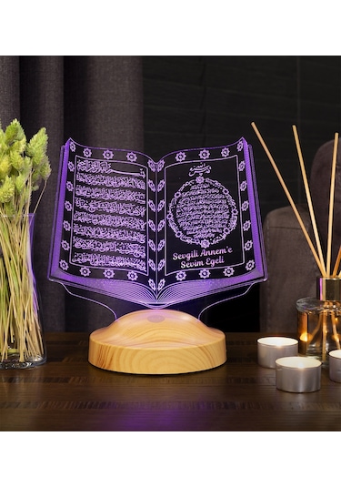 Anneler Günü Hediyesi Kişiye Özel Kuranı Kerim Led Lamba