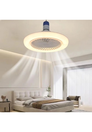 E27 Fan Işığı Sessiz Tavan Fanı Işığı Üç Renkli Karartma Aydınlatması