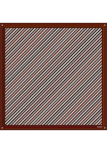 Poanes Verev Çizgi Desenli Twill İpek Eşarp Açık Pembe - Pembe
