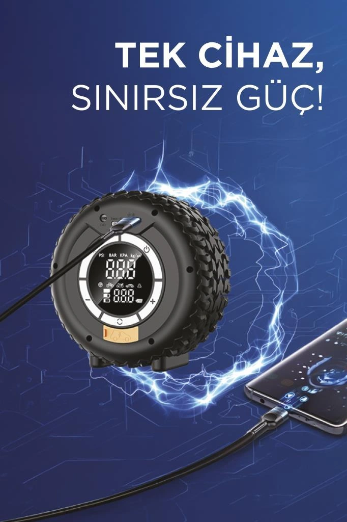 Torima APS-03 Taşınabilir Araç Akü Takviyeli Hava Kompresörü