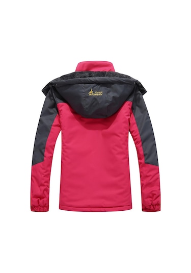 Gül Kırmızı Kadın Dağ Su Geçirmez Kabuk Ceket Kayak Ceket Rüzgar Geçirmez Ceket Kış Sıcak Ceket Kamp İçin Kırmızı