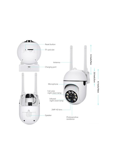 Youtek Ev İçi Kablosuz Wifi Şarj Takımı Kamera - 2mp 1080p, Çift Işık Gece Görüşü, Hareket Algılama, Uzaktan İzleme Abd Standartı Diğer