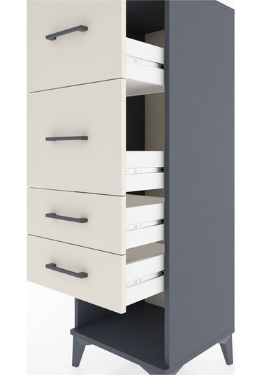 Hyperion Dolap 4 Çekmeceli 44x44x134 Antrasit-aytaşı Antrasit