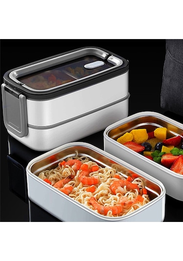 Xurunkeji 304 Paslanmaz Çelik Öğle Yemeği Kutusu Mikrodalga Taşınabilir Ağ Bento Gıda Saklama Kabı Beyaz