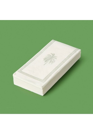 Evidea Kitchen 20'li Palmiye Desen Peçete - Gri / Beyaz - 16x8 Cm