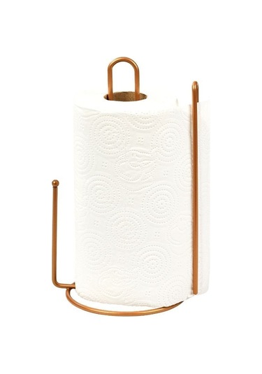 Edora Home 2'li Rose Mutfak Organizer Seti, Ayraçlı Kağıt Havluluk Ve 6 Kancalı Bardaklık - Metal Paslanmaz