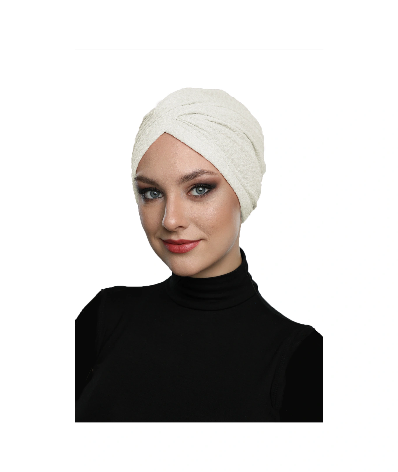 Brokar W Krem Hazır Türban Tesettür Bone Krem