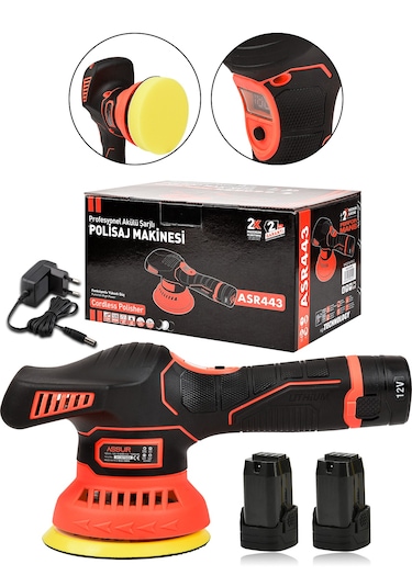 Assur Asr443 12V Orbital 6 Kademeli Polisaj Makinesi Kırmızı