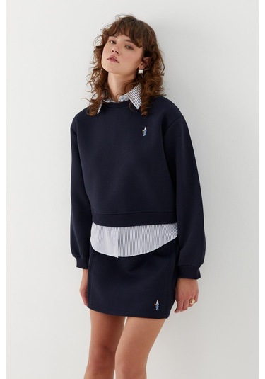 Çizgili Bel Bağcıklı Mini Etek Lacivert Lacivert