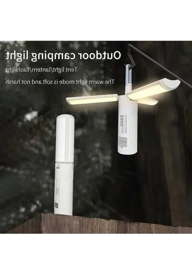 Maoyaya 3500mah Taşınabilir El Lambası M26, Katlanabilir, Üçlü Yaprak Kanca, Çok Fonksiyonlu Kamp Işığı Beyaz Beyaz