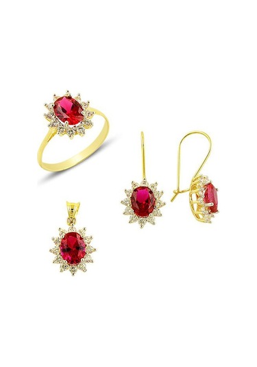 Kırmızı Taşlı Mini Set 7.50 Gram 14 Ayar Altın