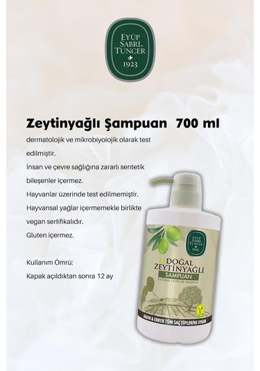 Zeytinyağlı Şampuan 700 Ml X 3 Ve Saç Kremi Hediyeli Normal