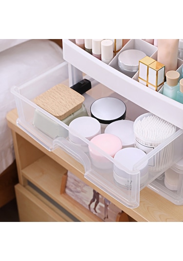 Ximistore9 3 Katlı Şeffaf Çekmeceli Depolama Kutusu - Makyaj Ve Masaüstü Malzemeleri İçin Toz Koruyucu, Pp Malzeme İle Katmanlı Düzenleyici Kutusu Şeffaf