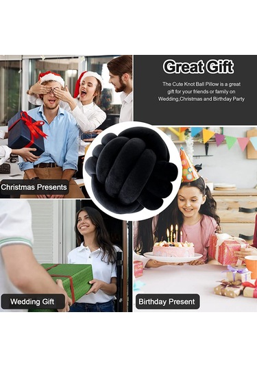 Skycity Siyah Düğmeli Yastık - 20cm Yumuşak Pp Pamuk Dolgulu - Koltuk, Araba, Ev Dekorasyonu Ve Hediye Siyah