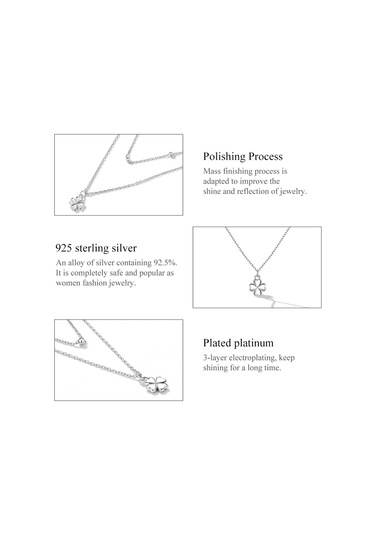 Bamoer 925 Ayar Gümüş Yonca Kolye Kolye Kadınlar İçin Moda Çift Katmanlı Kolye Güzel Takı Dostluk Hediye Gümüş