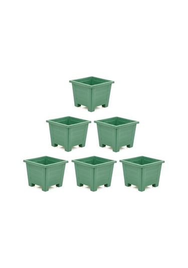 Omnipazar Sy-5846 Dekoratif Plastik Kare Ayaklı Saksı 7 Lt Yeşil 6 Adet