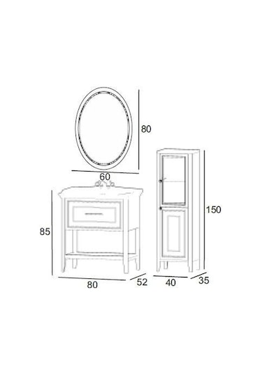 Denko Öykü 80 Cm Beyaz Banyo Dolabı Takımı Ve Boy Dolabı Beyaz