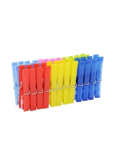 24 Lü Çelik Yaylı Plastik Çamaşır Kurutmalık Mandalı Mandal Çok Renkli