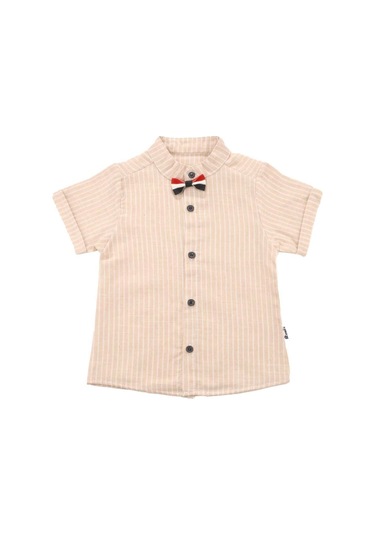 Papyonlu Çizgili Gömlekli Takım Bipamuk 001