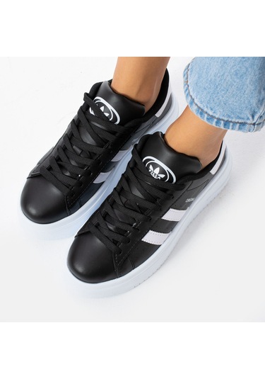 Devida Beyaz-Siyah Kadın Yüksek Taban Günlük Spor Ayakkabı