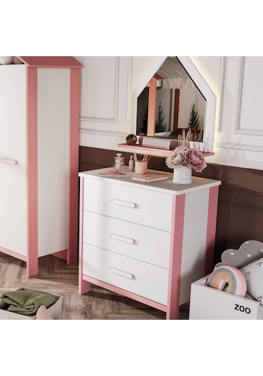 Meltem Kids Cozy Pembe Çocuk Odası Şifonyer