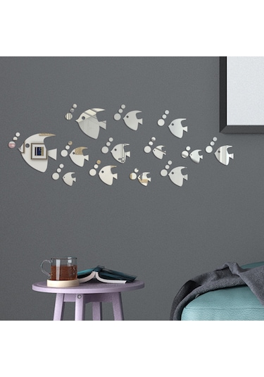 Springsun 13'lü Akrilik Akvaryum Balığı Yansıtıcı Duvar Sticker Seti - Ev Dekorasyonu, Hafif, Kaldırılabilir, Çeşitli Duvar Türlerine Uygun Çok Renkli