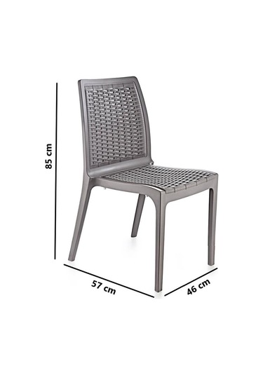 Omnipazar Sy-2523 Rattan Bahçe Sandalye 4'lü Set Gri Gri