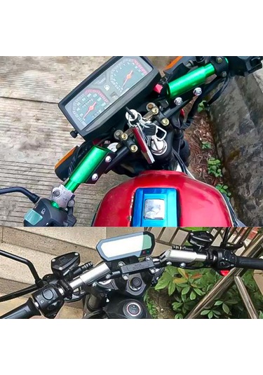 Tenfowee "cg125 Motosiklet İçin 22mm Yeşil Cnc İşlemeli Hafif Alüminyum Ayarlanabilir Spor Gidon Seti"