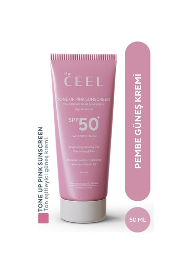 The Ceel Leke Karşıtı Ton Eşitleyen Spf 50+ Pembe Renkli Güneş Kremi Glutatyon, Hyaluronik Asit Etkili 50 ml