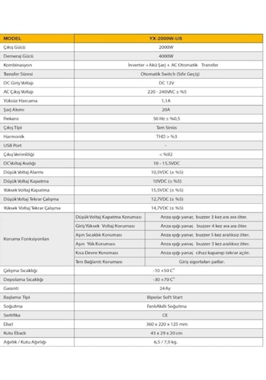 Mexxsun 2000 Watt 12 Volt Tam Sinüs Ups İnvertör İnverter Tam Sinüs Ups İnverter