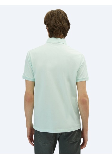 Su Yeşili Düz Polo Yaka %100 Pamuk T-shirt Su Yeşili