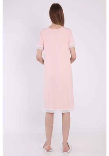 Luvmabelly Myra9592 Önden Çıt Çıtlı Dantelli Hamile Geceliği -pembe-pembe