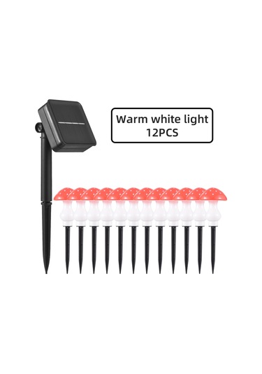 Dış Mekan Için Güneş Mantarlı Dize Işıklar 12 Paket Kırmızı Sıcak Beyaz