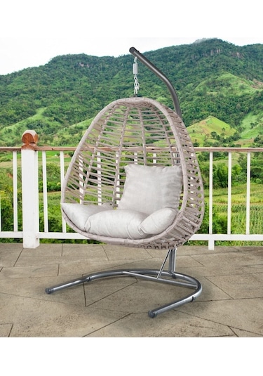 Tu Tienda Armut Salıncak Tek Kişilik Makrome Ip Örgü Bahçe Balkon Ev Salıncağı,krem Krem