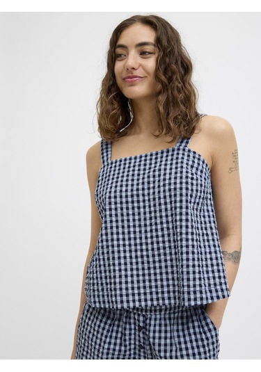 Jack & Jones Kadın Kalin Askili Ekose Desenli Bluz - Petra - 12277417 Skyway